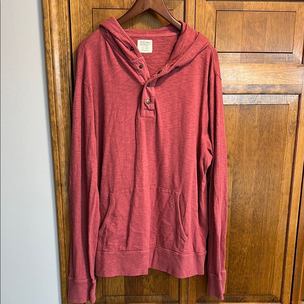 Men's Washed-out Red Hooded Sweater